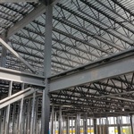 The roof of a steel building