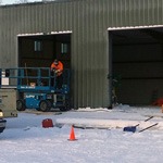 Exterior of a pre-fab steel building