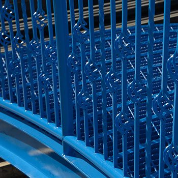 Railings with a blue industrial coating
